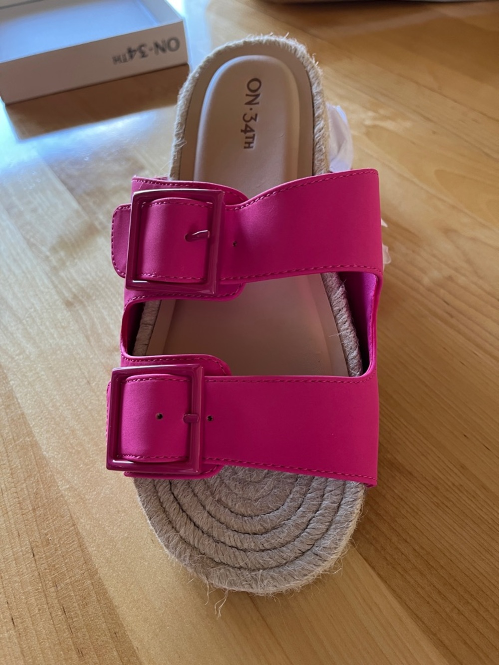Women's Hot Pink Double-Buckle Slide Sandal